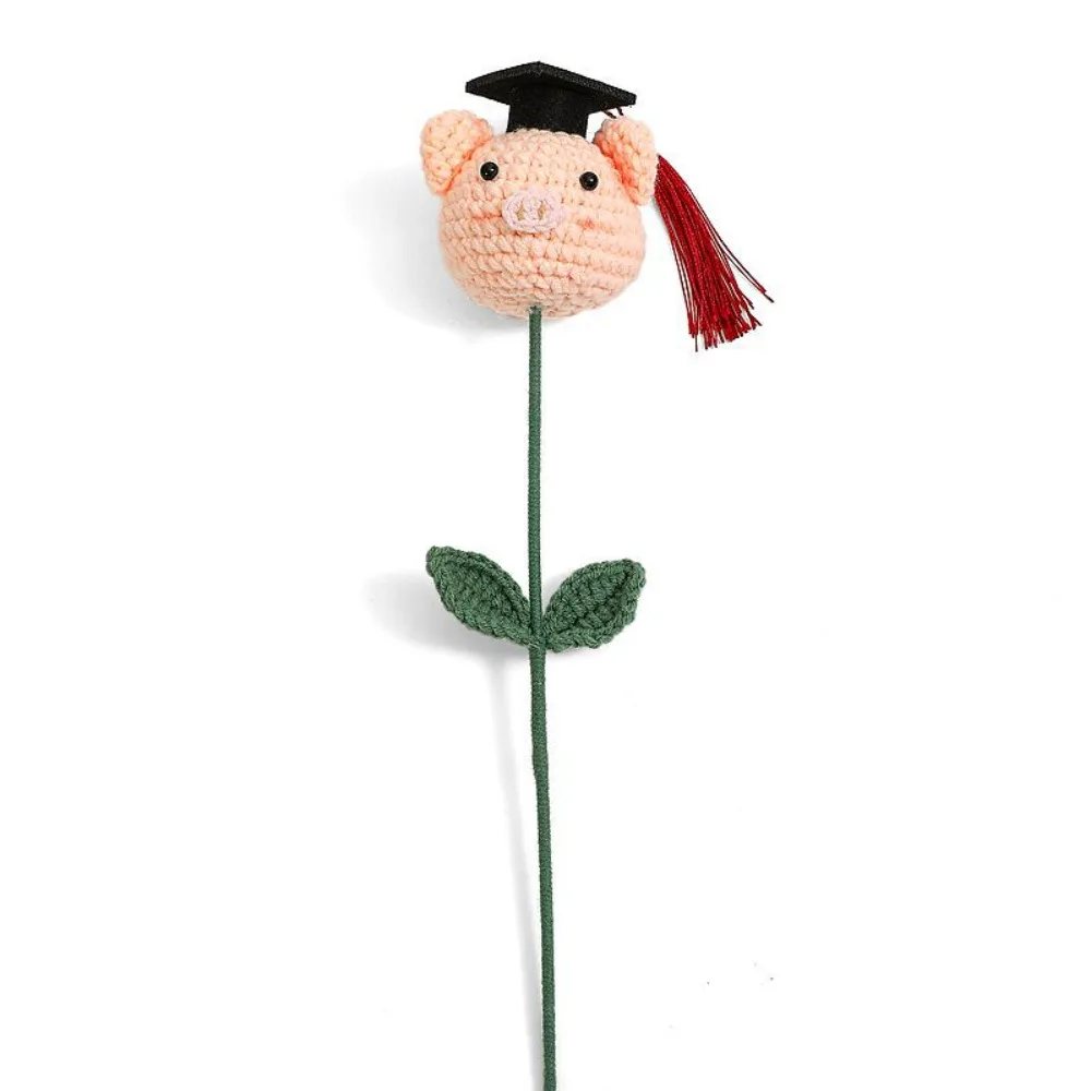 【original】 Doctoral Hats Graduation Knitted Flower Artificial Woven Hand Woven Yarn Crochet Flower B