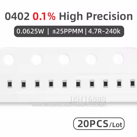 0402 Thin Film Resistor Pack 0.1% Low TCR SMD Chip Resistor 4.7R 5.1R 10R 100R 1K 10K 22K 47K 100K 2