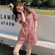 [SHINE Girl] Overalls Jumpsuit Women Summer Thin Style 2024 New Style Influencer Jumpsuit Korean Version Loose Shorts Suit Small