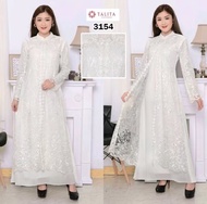 GAMIS PUTIH BRUKAT TILE PREMIUM BORDIR