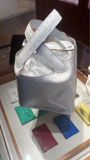 Hermes Picotin 18 鴕鳥皮 冰川白銀扣