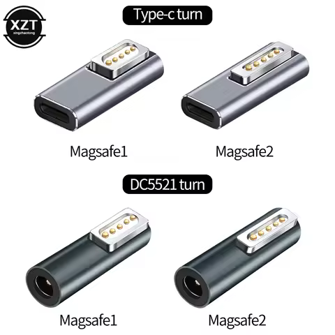 NEW Quality Magnetic USB C Adapter Type C to Magsaf* 2 /DC5521 to magsaf1 Connector PD Quick Charge 