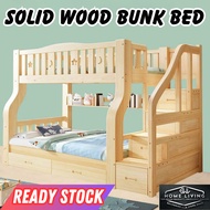 *Ready Stock* Solid Wood Double Decker Children Adult Queen Bunk Bed Wooden Double Decker Bed Set Ka