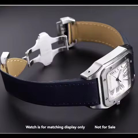 For Cartier Santos 100 Nylon Watch strap 20 23mm Black Blue Refined steel Folding buckle Cowhide bot
