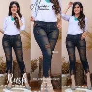 (27-42) Celana Jeans Wanita Pinggang Karet 7/9 RUSH Jeans KHEISYA Jeans / Celana jeans wanita sobek 