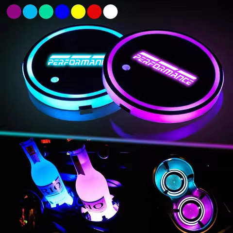 LED Car Water Cup Mat For BMW X1 X2 X3 X4 X5 X6 X7 E36 E39 E46 E60 E87 E90 E92 Emblem Auto Interior 