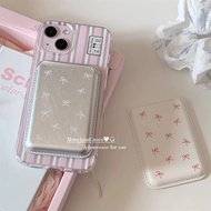 M8TT โบว์สำหรับผูก คลิปการ์ดแม่เหล็ก กันฝุ่นกันฝุ่น เครื่องหนังแท้ เคสโทรศัพท์โทรศัพท์ อุปกรณ์เสริมโทรศัพท์ ป้องกันลายนิ้วมือ กระเป๋าใส่บัตร สำหรับ IPhone 15 PRO MAX สำหรับ iPhone 15 PRO MAX