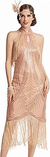 1920s Flapper Dress Long Fringed Gatsby Dress Vintage Art Deco Dress