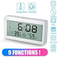 LCD Electronic Digital Thermometer Hygrometer with Alarm Clock Indoor Room Accurate Calibration Weather Station Clock for Home