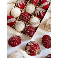 Sequin 3D Sparkling Diamond Painted Champagne Milk Red Christmas Tree Large Patch Christmas Ball Flo