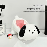 Cute Pacha Dog Soap Box Creative Soap Box Perforated Drain Soap Box Ceramic Soap Dish Toilet Househo