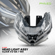 PHILED CLICK V2 HEADLIGHT ASSY CLEAR LENS PL-11058 HEAD LIGHT ASSEMBLY FOR HONDA CLICK 125 / 150 V2 