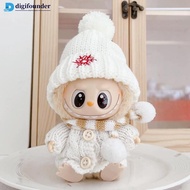 DIGIFOUNDER For 17cm Labubu Doll Clothes Christmas Clothes Sweater Doll Clothes Color Match Hats Dol