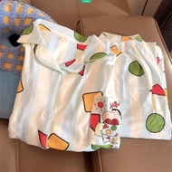 Japanese-style Cartoon Cute Striped Crayon Shin-chan Pyjamas for Women Spring/autumn Dormitory Loung
