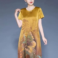 Jinyun Dieying - High-End Mother's Dress with Satin Loose Buckles, Traditional Chinese Style, Large 