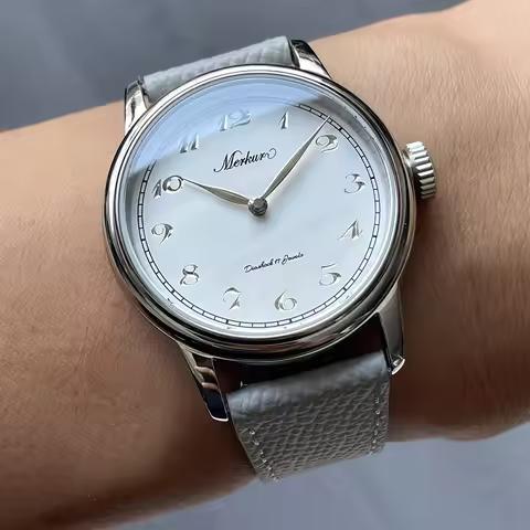 NEW Merkur Intaglio Watch 50m Skin Diver Watch Vintage White Mechanical Hand Watch 38mm Sapphire Rel