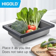 HIGOLD 304 Stainless Steel Telescopic Drainer Dishrack Nano Drain Tray Kitchen Dish Dishracks Sink A
