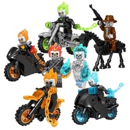Compatible with LEGO brick minifigures Ghost Rider Skeleton Soul Motorcycle Hell Horse Assembly Iron Man Marvel