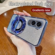 For Honor 90 Lite Casing Electroplating Magnetic bracket Phone Back Luxury Cover Honor 90Lite TPU Gl