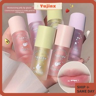 YUJINX Lip Oil, Fragrance Glass Lipstick, Lip Care Serum Moisturizes Big Brush Head Non-sticky Lip T