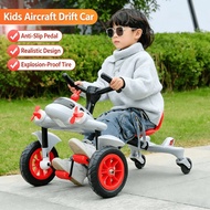 Kids Aircraft Drift Car 4 Wheel bicycle anti-topple Adjustable Seat with music and lights 3-8 years
