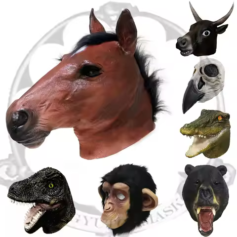 Halloween Mask Party Cosplay Latex Horse Head Mask Animal Head Set Horse Mask Dog Horse Jun Horse Ma