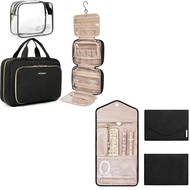 BAGSMART Toiletry Bag with Travel Jewelry Organizer Roll Foldable Jewelry Case for Journey-Rings Han