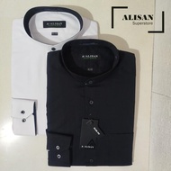 Alisan Koko Dobby Kerah Shanghai Dalam Bintik Lengan Panjang Slimfit