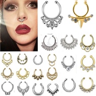1PC Hoop Punk Fake Clip On Nose Ring Fake Cartilage Earring Piercing Jewelry