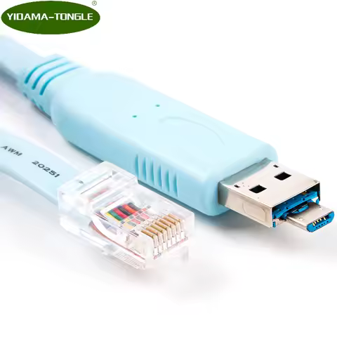 2 in 1 USB/Micro USB to RJ45 Serial Converter Adapter Cable FTDI RS232 for cisco console router devi