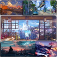 Beautiful Landscape Mouse Pad ins Style Super Large Anime Office Game Keyboard Oil Painting Sky Desk Wristband