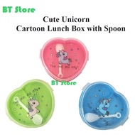 Cute Lunch Box bento box &amp; Spoon 3 compartments food container tupperware bekal makanan kids