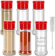 Glass 2.8oz 80ml Seasoning Containers with Screw Lids to Pour or Shake,Portable Empty Clear Spice Ja