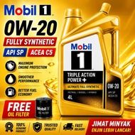 【100% ORIGINAL】(1L/4L)MOBIL 1 0W20/0W 40 TRIPLE ACTION POWER Advanced Fully Synthetic Engine Oil