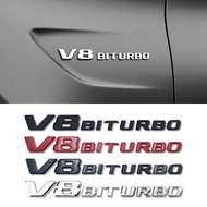 V8 BITURBO Letter Logo Car Side Wing Fender Emblem Badge Sticker For Mercedes Benz C63S C63 E63 CLS6