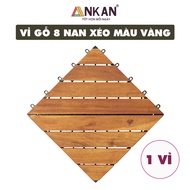 Wooden Balcony Flooring, Natural Wood Flooring Type 8 Yellow Diagonal Slats, Balcony Decoration, Cof