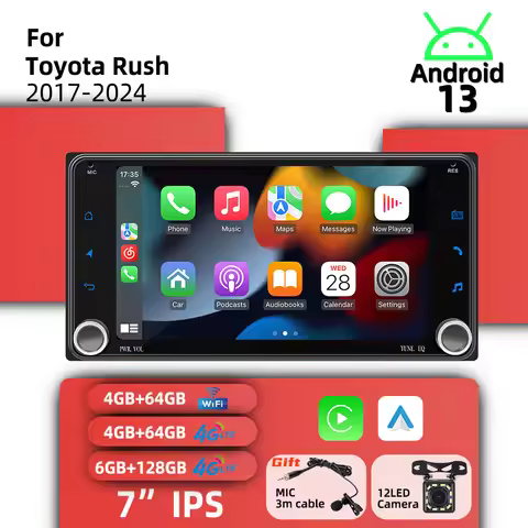7" Screen Wireless Carplay Autoradio 2Din Android Radio Car Multimedia for Toyota Rush 2017-2024 Hea