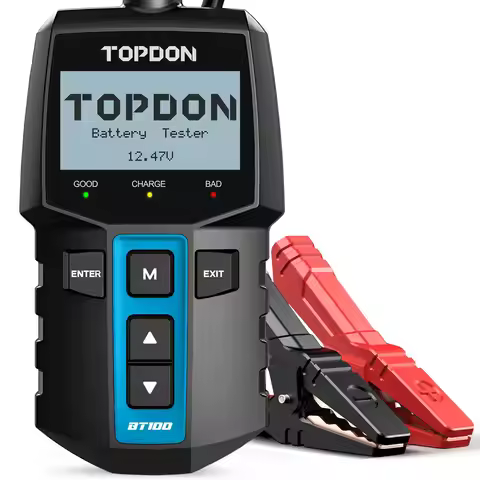 TOPDON BT100: 12V Battery Tester (100-2000 CCA). Tests cranking, charging, and load systems for cars