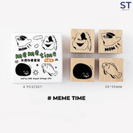 4 PCS/SET Minimalist INS Style Vintage Wooden Chop Stamp Set Planner Decoration Chop Stamps 复古手帐装饰印画