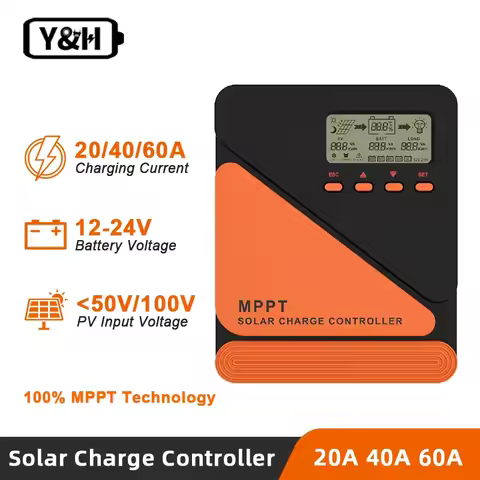 MPPT Solar Charge Controller 20A 40A 60A 12V 24V for GEL SLD FLD LI Battery Voltage Regulator MAX PV