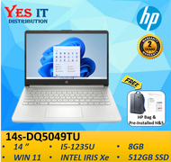 HP 14s-DQ5049TU 14" FHD Laptop Natural Silver ( i5-1235U 8GB 512GB SSD Intel Iris Xe W11+OPI 2YW ) F