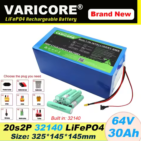 VariCore 60V 30ah 20S2P LiFePo4 Battery Pack 32140 Built in BMS 0-3200W Motor High Power Lithium Iro