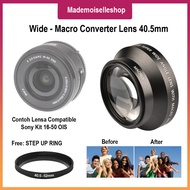 Wide Angle Lens & Macro Lens Converter - 40.5mm - For Sony 16-50 OIS Kit A6000 A6300 A6500 A6600 A50
