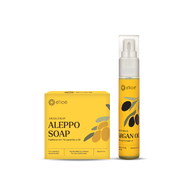 elioe Travel Kit for Normal to Sensitive Skin (1% Laurel Berry Oil Aleppo Soap 25g + Argan Oil (Puri