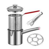 1.8L Deep Fryer Pot Small Fryer Pot Multipurpose Stainless Steel Baskets Deep Fryer Cooking Pot for 