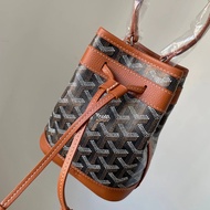 Bucket Bag PetitFlot Drawstring Bucket Bag Herringbone Pattern Waterproof Canvas Black Brown Caramel