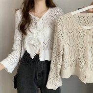 X6658 Katya Crochet Long Sleeve Cardi Crop
