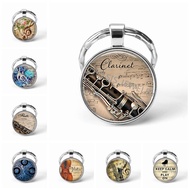 Musical InstrDisneynt Clarinet Guitar Flute Violin Music Key Chain Pendant Music Note Keychain Key R
