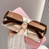 (GENTLE MOSCOT) New Luxury Big khung vuông Kính mát thời trang chống UV không khung kính mắt cho phụ