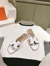全新帶盒🌸Hermes 經典拖鞋 白色
